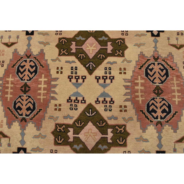Heriz Rug 5’11” X 8’6” Ivory Wool Vintage Tribal Hand-Knotted Oriental Carpet For Sale In Philadelphia - Image 6 of 15