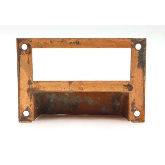 Pair of Vintage 3.125 In. Brass Bin Pulls With Label Slot For Sale - Image 6 of 6
