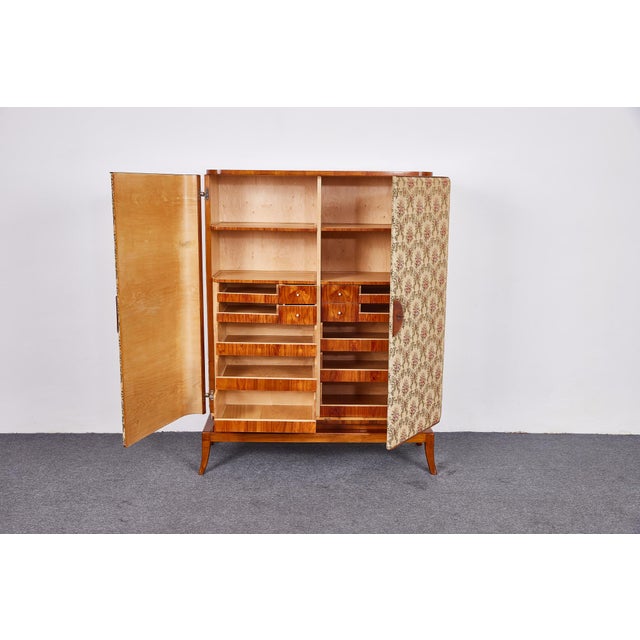Art Deco Cherrywood and Tapestry Wardrobe attributed to Josef Frank, Austria, 1930s For Sale - Image 16 of 18