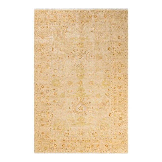 Vintage Tribal Hand Knotted Wool Area Rug, Sand - 6'3" X 9'6" For Sale