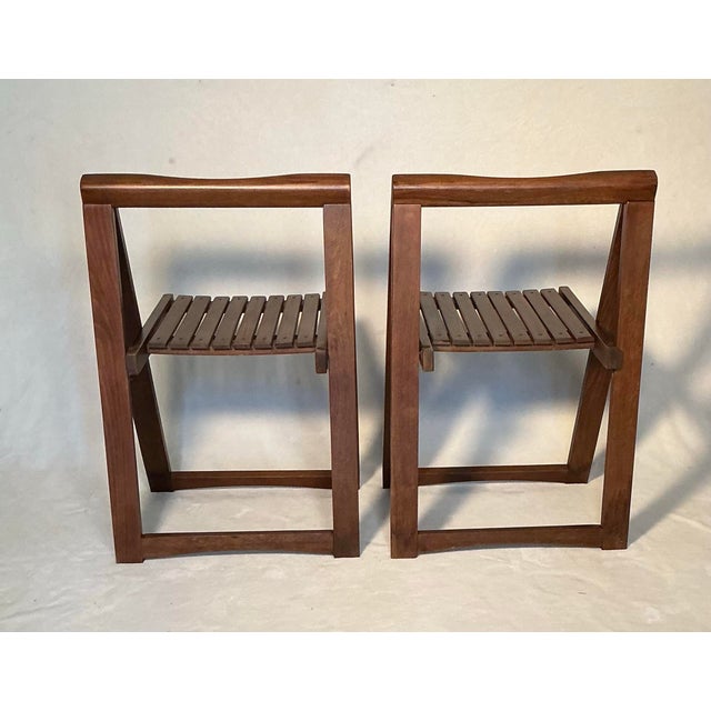 1966 Vintage Aldo Jacober Trieste Slatted Wood Folding Chairs - Set of 2 For Sale - Image 4 of 12