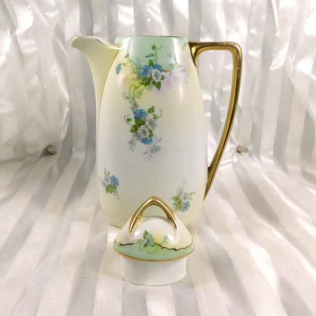 Royal Rudolstat Chocolate Pot Coffee Pot With Blue Flowers For Sale - Image 4 of 12