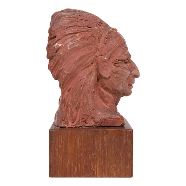 Small Terracotta Indian Bust, 1960s For Sale
