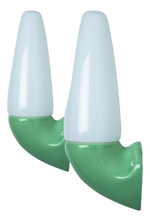 Green Ceramic Wall Lights by Sigvard Bernadotte, 1970, Set of 2
