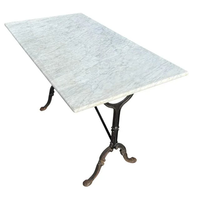 French Cast Iron and Marble Bistro Table, 1960s For Sale - Image 4 of 14