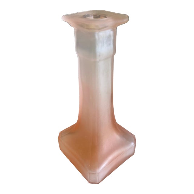 Taitu Italy Frosted Blush Glass Taper Candleholder For Sale