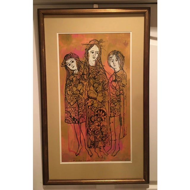 Sculpture Materials 1970s Susan Bolt Mixed Media Serigraph Procession For Sale - Image 7 of 9