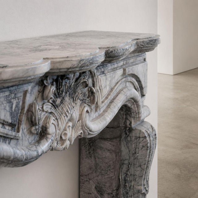 Antique French Fireplace in Bardiglio Imperiale Marble, 1800s For Sale - Image 5 of 12