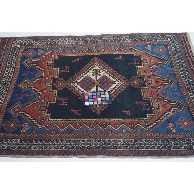 Antique Afshar Rug 3'3'' x 4'2'' For Sale - Image 9 of 10