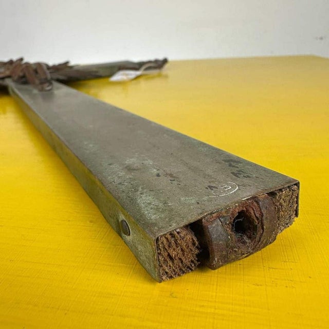 Wood Altar Crucifix in Wood and Metal For Sale - Image 7 of 12