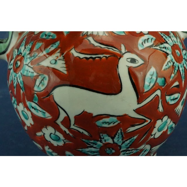 20th Century Ceramic Vase with Iznik Decoration and Stylized Ibex by Icarus Rhodes, Greece, 1950s For Sale - Image 12 of 18
