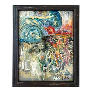 Nancy Van Ness "Bird's Nest", Original Oil Painting, Abstract Art, Aviary Painting For Sale