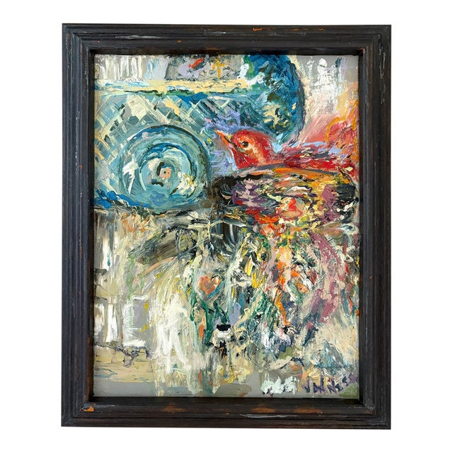 Nancy Van Ness "Bird's Nest", Original Oil Painting, Abstract Art, Aviary Painting For Sale
