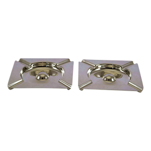 1970’s Vintage/New Pair of Silverplate Cigar Ashtrays, Square Set of (2) Two