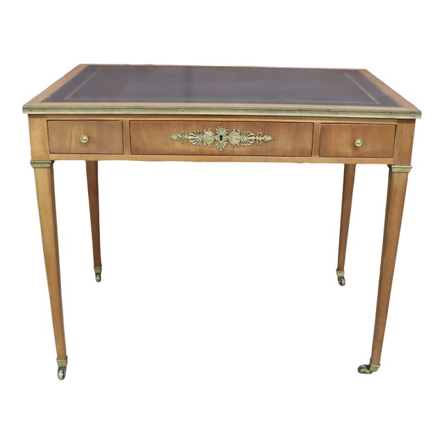 Kittinger Leather Top & Ormolu Mounted Game Table Chairish