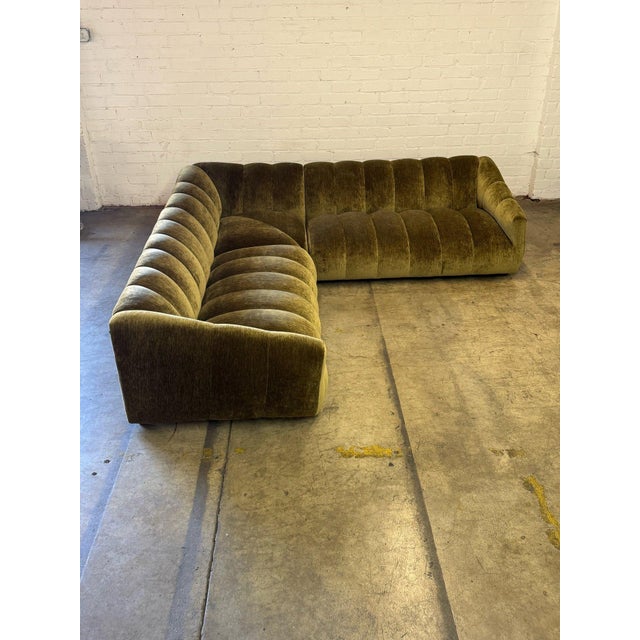 Low Profile Channel Sectional in Green- Floor Model For Sale - Image 11 of 12