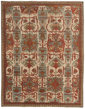 Hand Knotted Indo Heriz Tribal Motif Rug - 8'x 10'