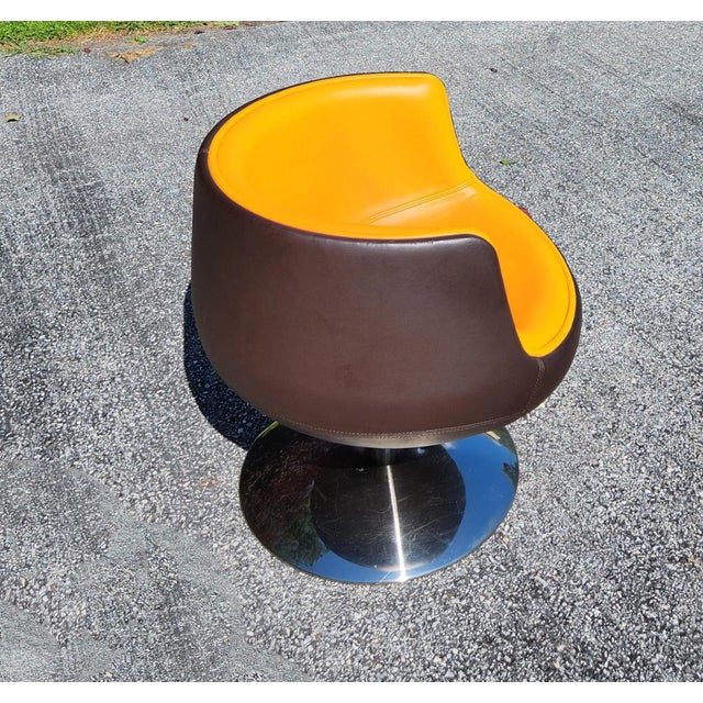 1960s MidCentury Modern Leather Swivel Chair Chairish
