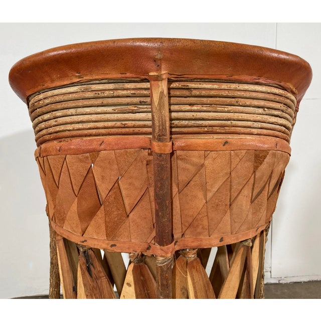 Vintage Mexican Equipale Leather and Cedar Wood Bar Stools, Pair Chairish