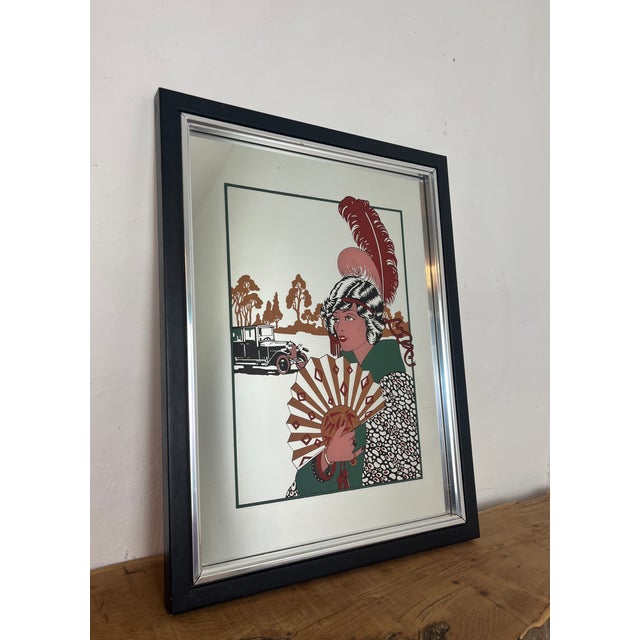 Vintage French Art Deco Au Revoir Fashion Illustration Mirror by George Barbier, 1970s For Sale - Image 14 of 14