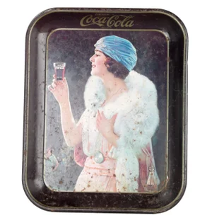 1970s Early Tin Coca-Cola Tray With Woman