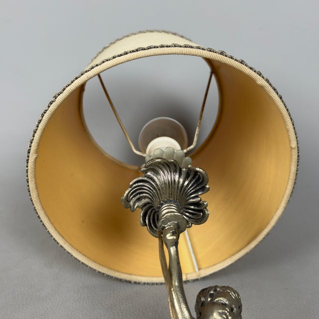 Silver-Plated Brass Cherub Table Lamp, 1960s For Sale - Image 9 of 13