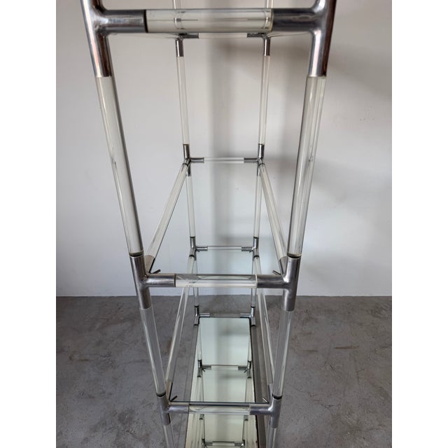 1970’s Mid-Century Modern Charles Hollis Jones Style Aluminum & Glass Five-Tier Étagère Display Shelf For Sale - Image 12 of 13