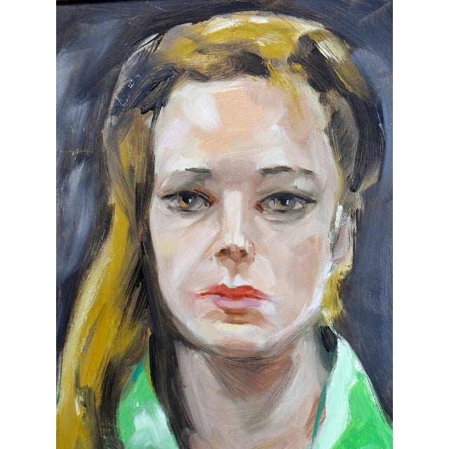Portrait of Woman in Green, Oil on Canvas, 1980s, Framed For Sale - Image 7 of 16