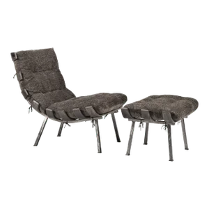 Enrico Bartolini Spine Chair in Black with Ottoman