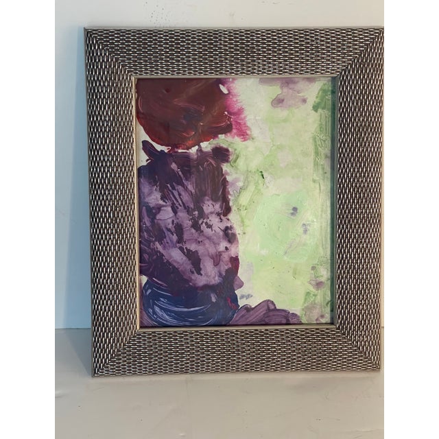 Original Abstract in Purple Painting by Elia in Silver Tone Frame For Sale - Image 4 of 5