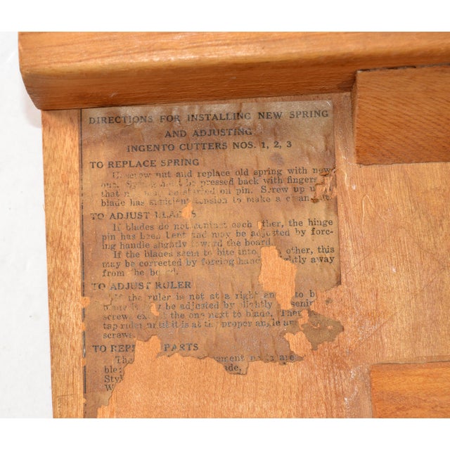 Brown 1960s Vintage Ingento No 1 Wood Cast Iron Paper Cutter Board Crafts Office School Supplies For Sale - Image 8 of 12