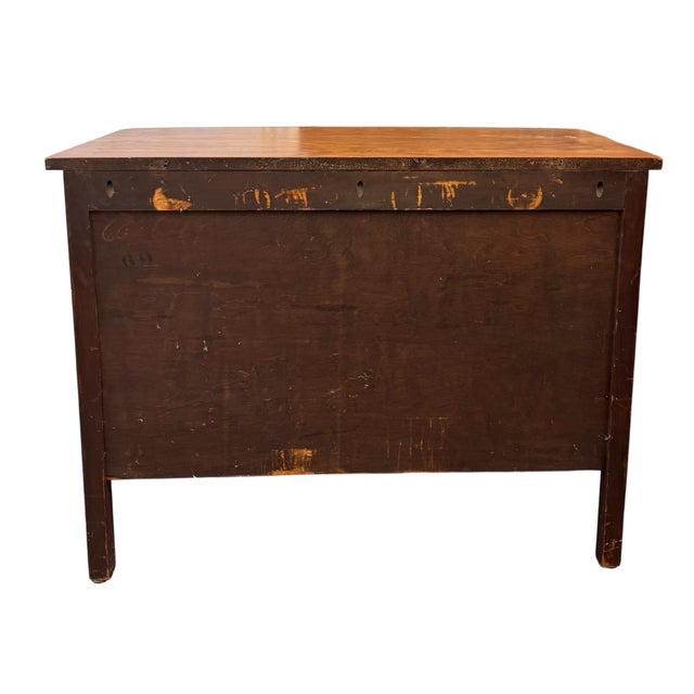Vintage Traditional Colonial Style Mahogany & Burl Wood Chest of Drawers For Sale - Image 11 of 12