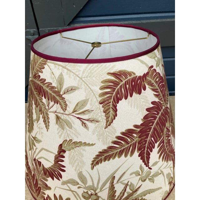 Traditional Red and Green Fern Botanical Print Lampshade For Sale - Image 3 of 6