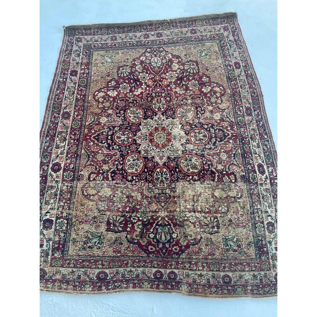 Antique Persian Sage Green Kermanshah Rug 4.3 x 5.7 For Sale - Image 10 of 16
