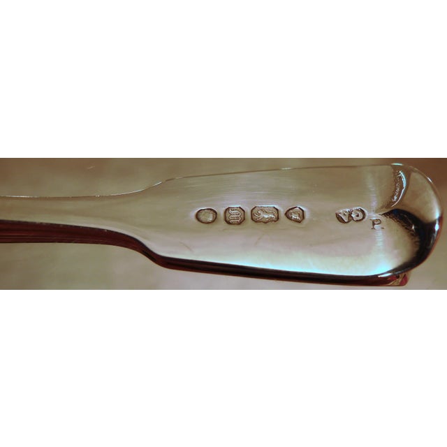 George III Reticulated Sterling Silver Salt Cellars by Peter & Ann Bateman, London, With Latter Spoons and Oval Service Tray - 5 Pieces For Sale - Image 9 of 11