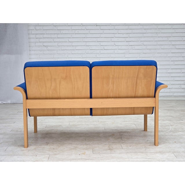 Blue Danish Two-Seater Sofa with Wool Upholstery by Magnus Olesen, 1970s For Sale - Image 8 of 18