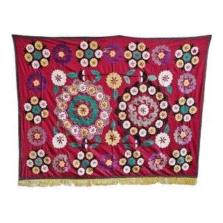 Vintage Suzani Embroidered Textile For Sale