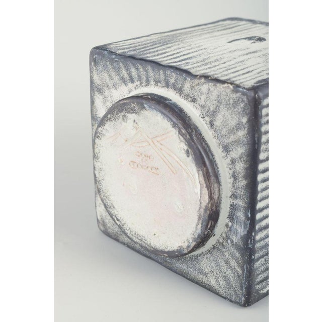 Square Vase in Ceramic with Black-Gray Double Glaze by Svend Hammershøi for Kähler, 1930s For Sale - Image 4 of 5