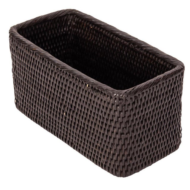 Coffee Artifacts Rattan Petite Basket in Tudor Black - 10" For Sale - Image 8 of 11