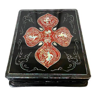 Japanese Lacquer Inkstone Box with MOP Inlays For Sale