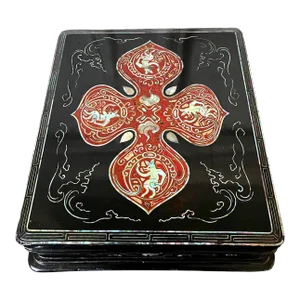 Japanese Lacquer Inkstone Box with MOP Inlays