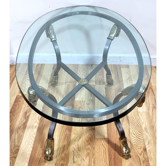 Mid 20th Century Vintage Italian 20th C Mid-Century Modern Steel & Brass Ram Head Coffee Table For Sale - Image 5 of 18