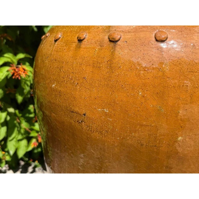 Vintage Oversized Handcrafted Glazed Martaban-Style Floor Vase For Sale - Image 11 of 11