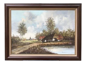 Vintage Framed Oil Painting on Canvas