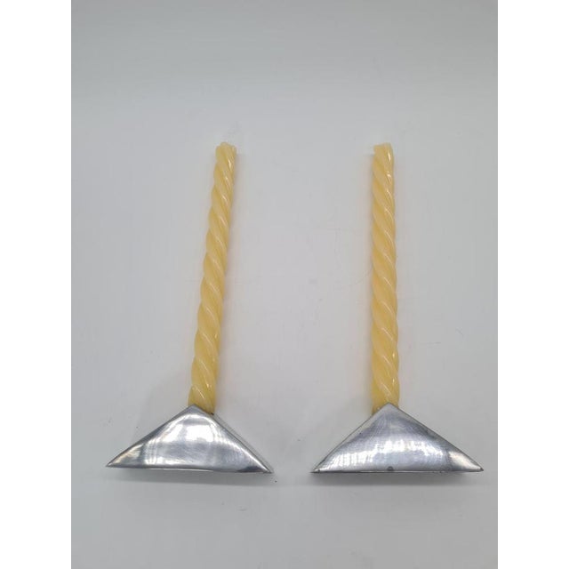Metal Modern Candlesticks in Polished Aluminium, 2000s, Set of 2 For Sale - Image 7 of 9