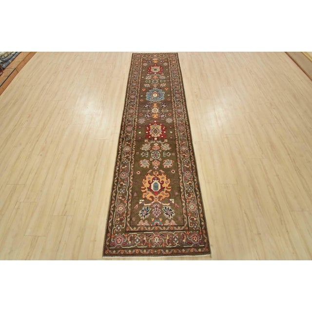 Farmhouse Kazak Runner 2’8” X 10’1” Brown Wool Traditional Hand-Knotted Oriental Rug For Sale - Image 3 of 14