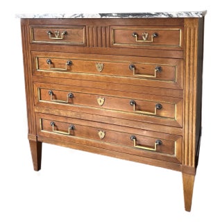 Late 20th Century French Louis XVI Style Marble-Top Chest of Drawers For Sale