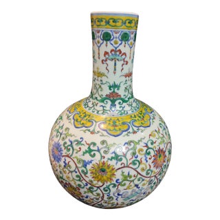 Chinese Ceramic Vase Qing Dynasty Qianlong Marked Doucai Porcelain Tianqiu Vase Hand Painted Hidden Eight Immortals Pattern For Sale