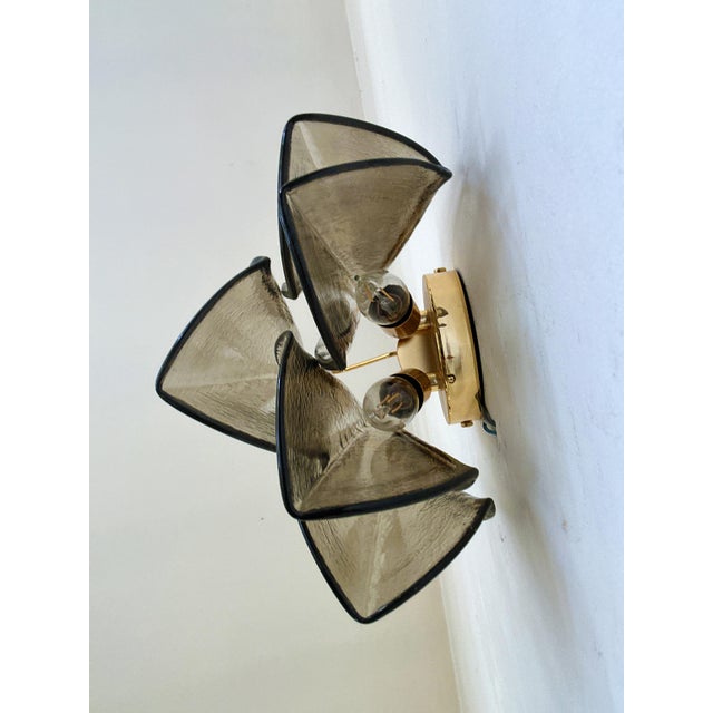 Gold Contemporary Modern Smoked-Fumè "Rondini" Murano Wall Sconces- Set of Two For Sale - Image 8 of 9