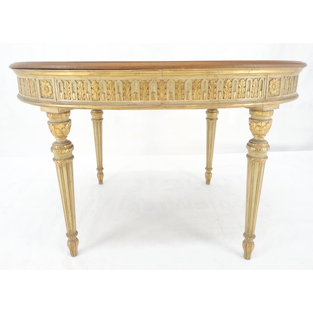 French Gold Gilt Fine Carved 48" Walnut Oval Top Dining Center Table Stunning! For Sale - Image 13 of 14